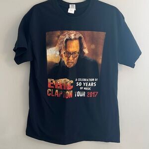 Eric Clapton Concert Tour 2017 T-Shirt Tee Shirt NY CA, Size Large, Black